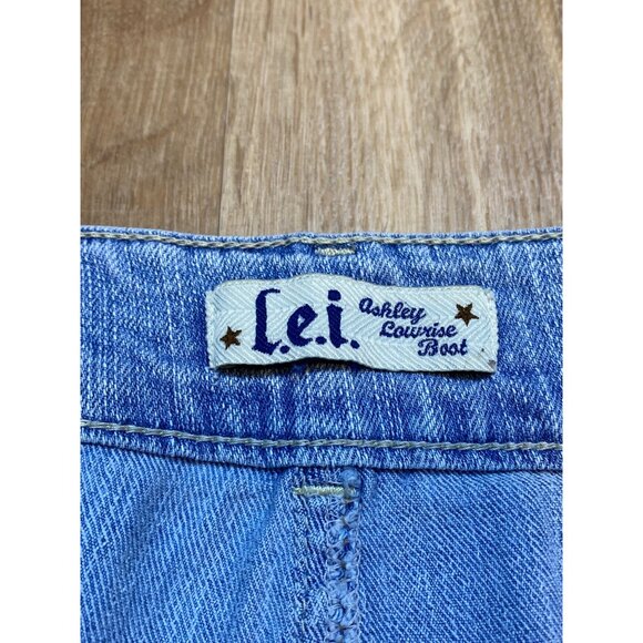 Y2K L.E.I. Ashley Lowrise Bootcut Jeans Junior 9 Blue Denim Stylish Rhinestone P - Picture 5 of 8